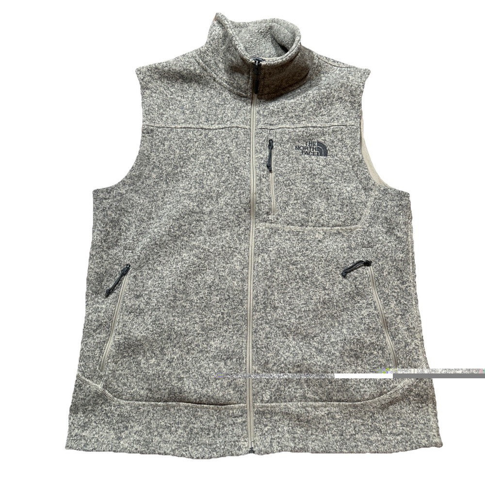 The North Face Gordon Lyons Vest Mens Medium Khaki Full Zip Fleece Heather